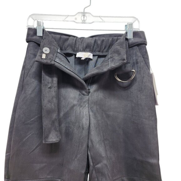 Womens Faux Leather High-Waisted Belted Shorts With Cuffed Hem Size S - Picture 5 of 7